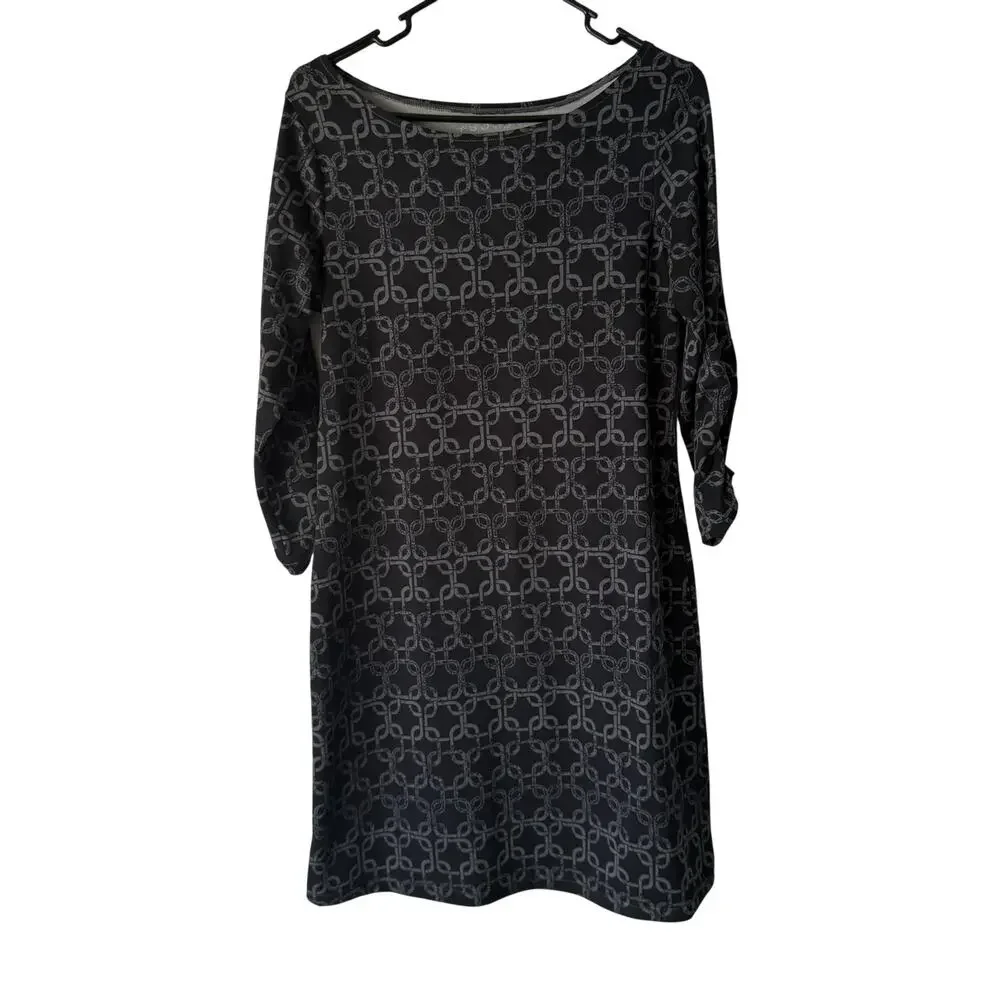 Soybu Dress‎ Womens Medium Geometric Pattern 3/4 Sleeve Pullover Stretch Casual